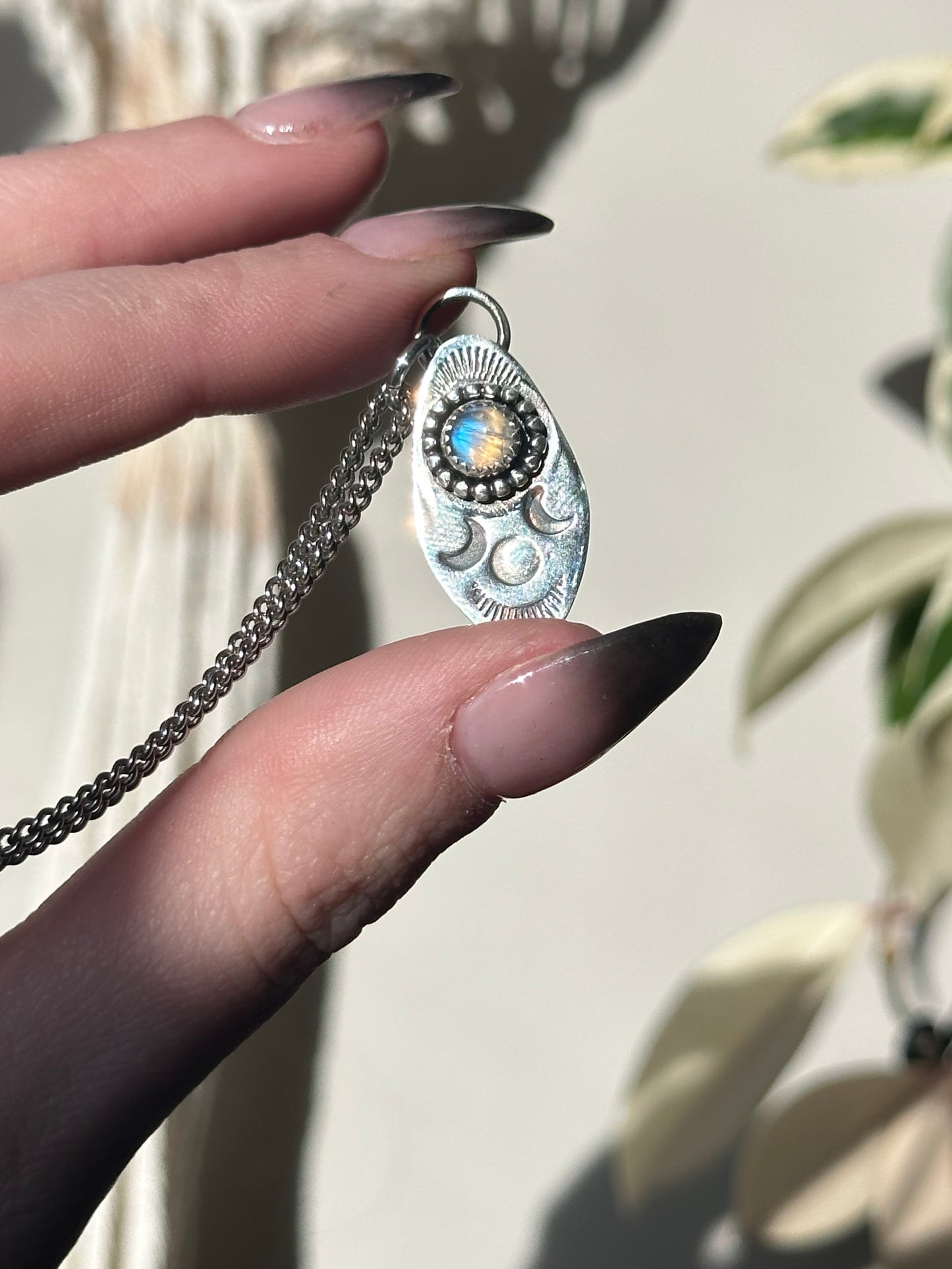 Triple Goddess Moonstone Pendant