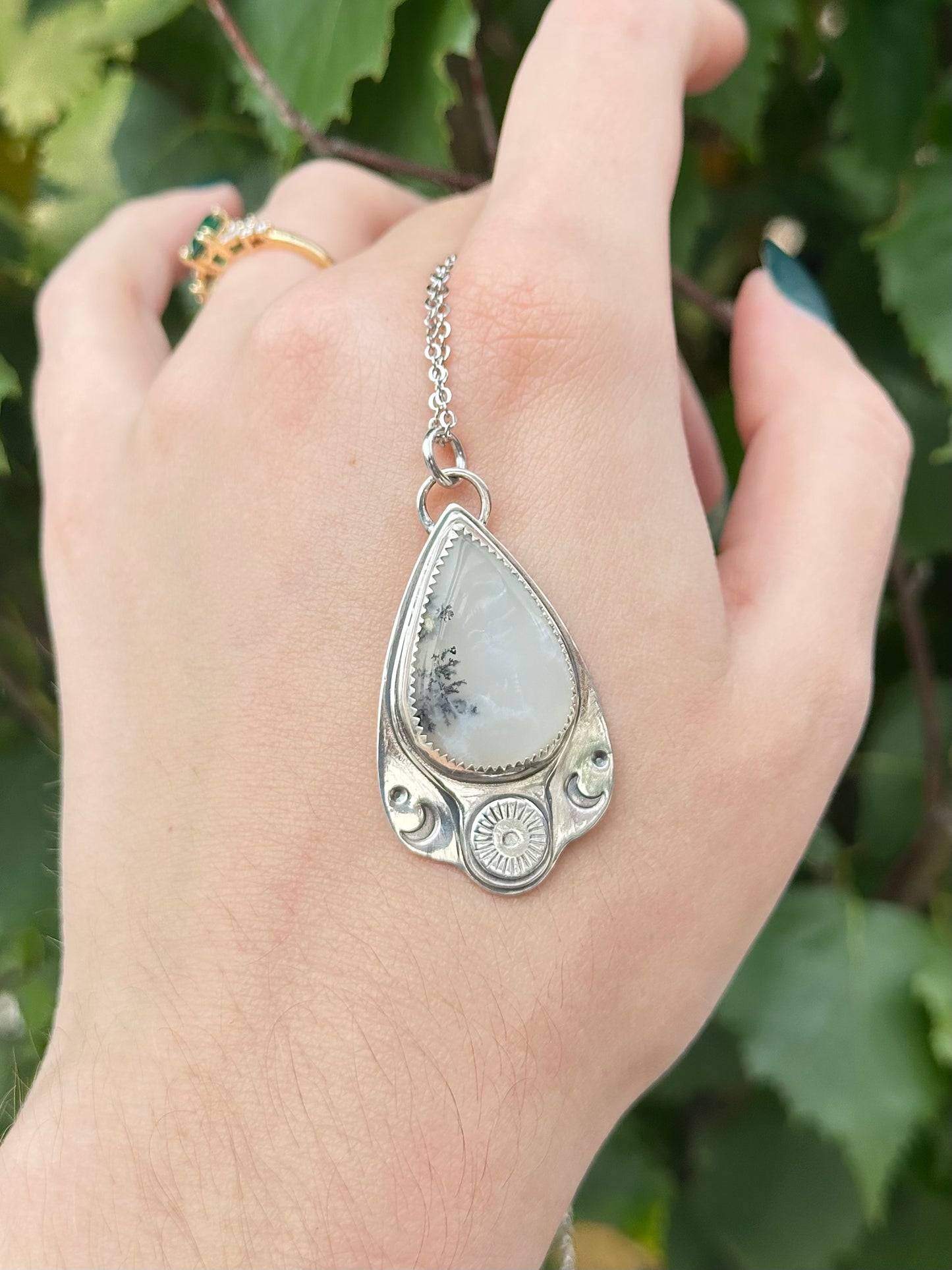 Montana Agate Sun and Moon pendant