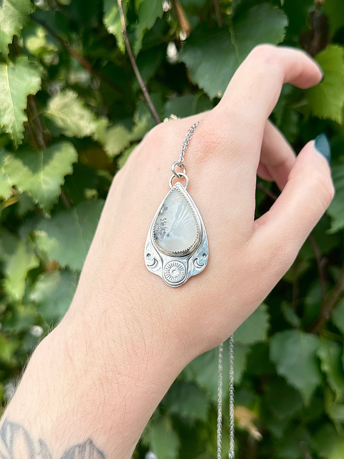 Montana Agate Sun and Moon pendant