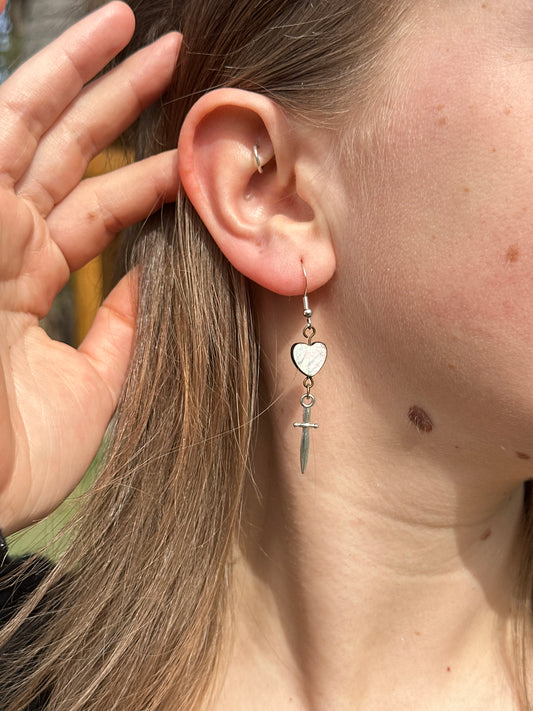Heart and Dagger Earrings