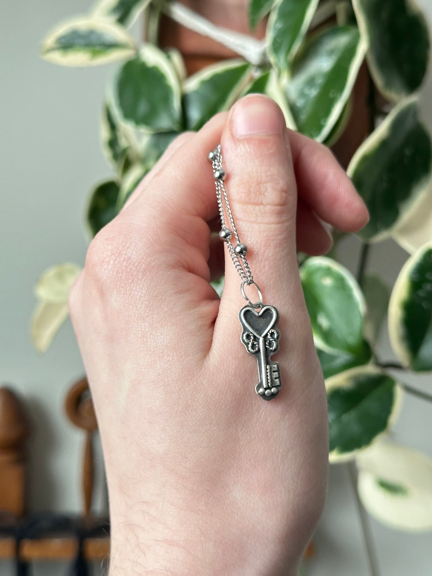 Sterling Silver Heart Key