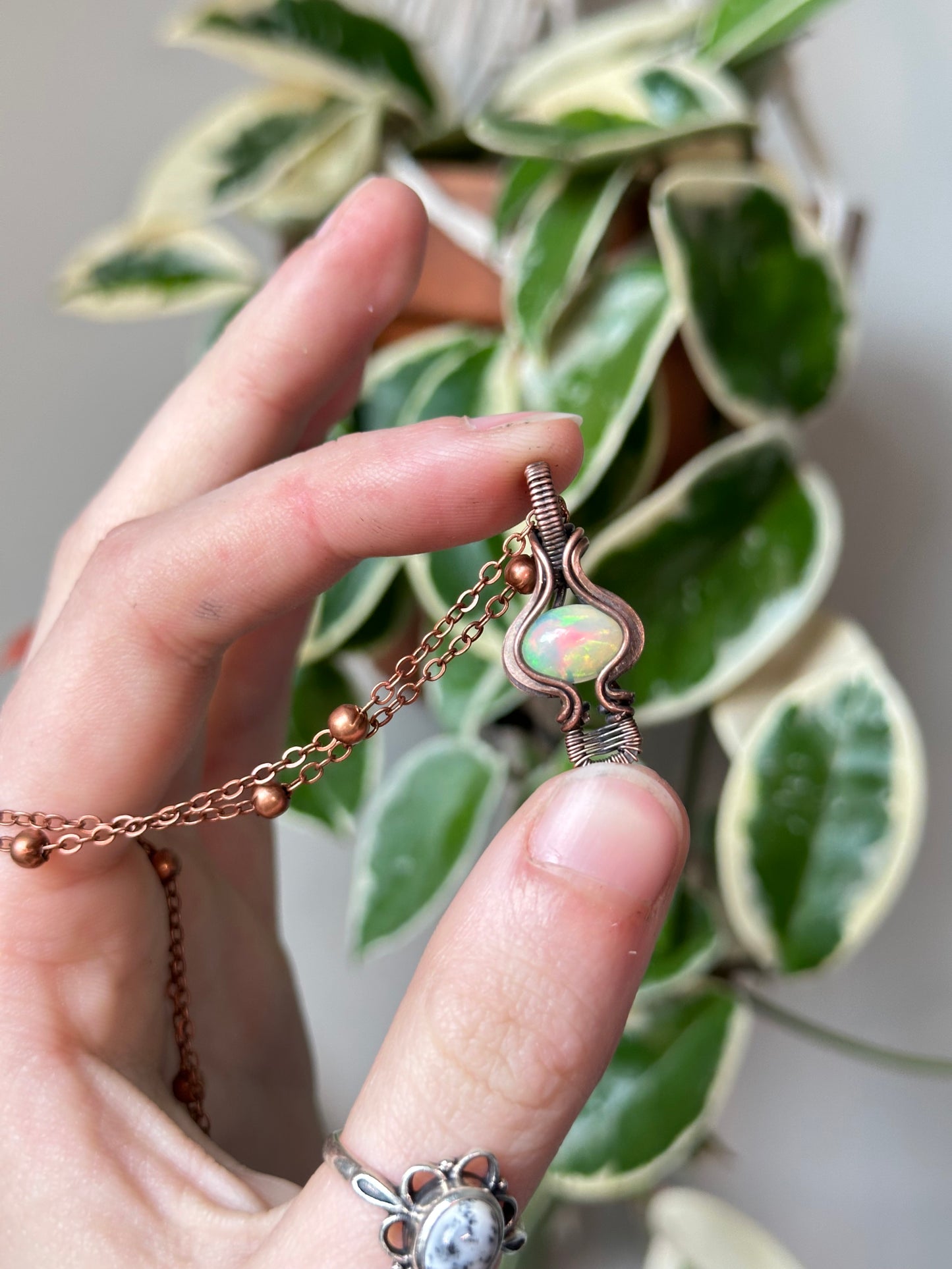 Rainbow Opal Mushroom Pendant