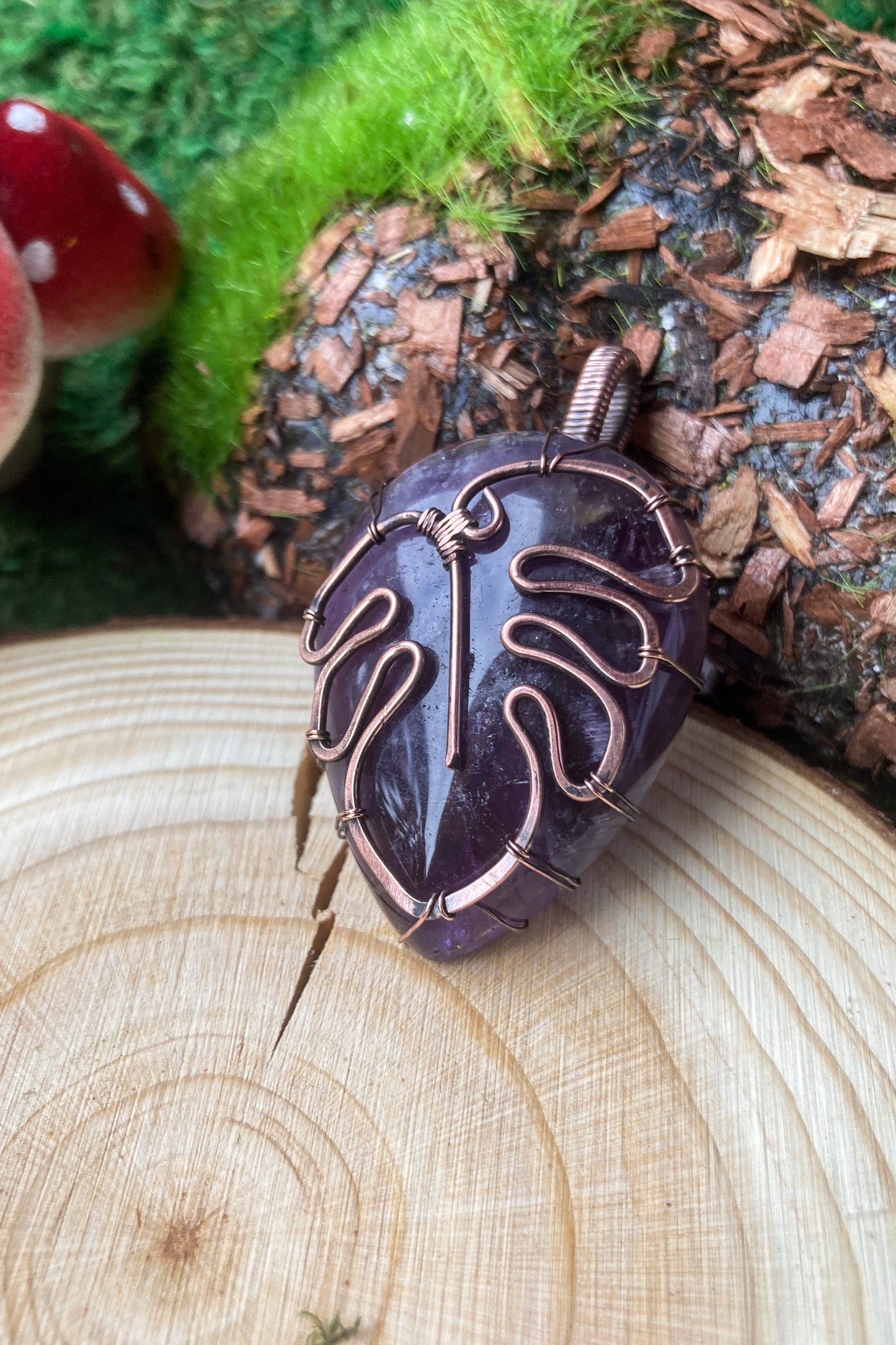 Amethyst Monstera Pendant