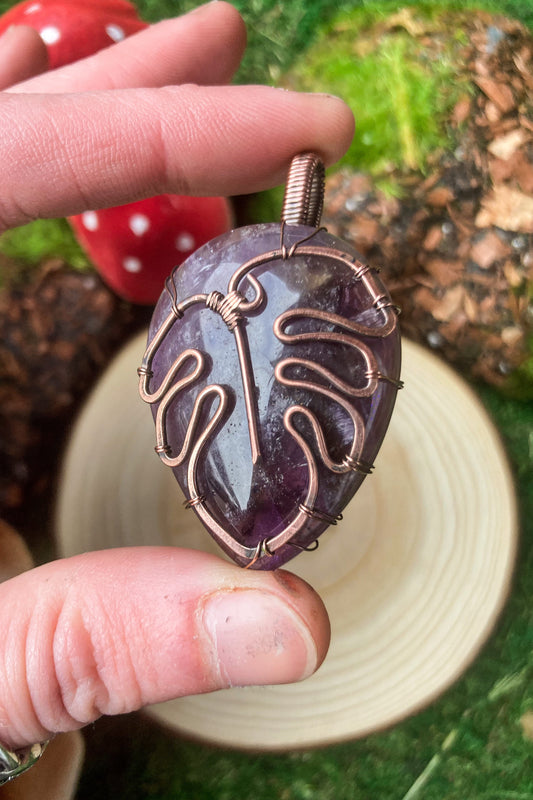 Amethyst Monstera Pendant