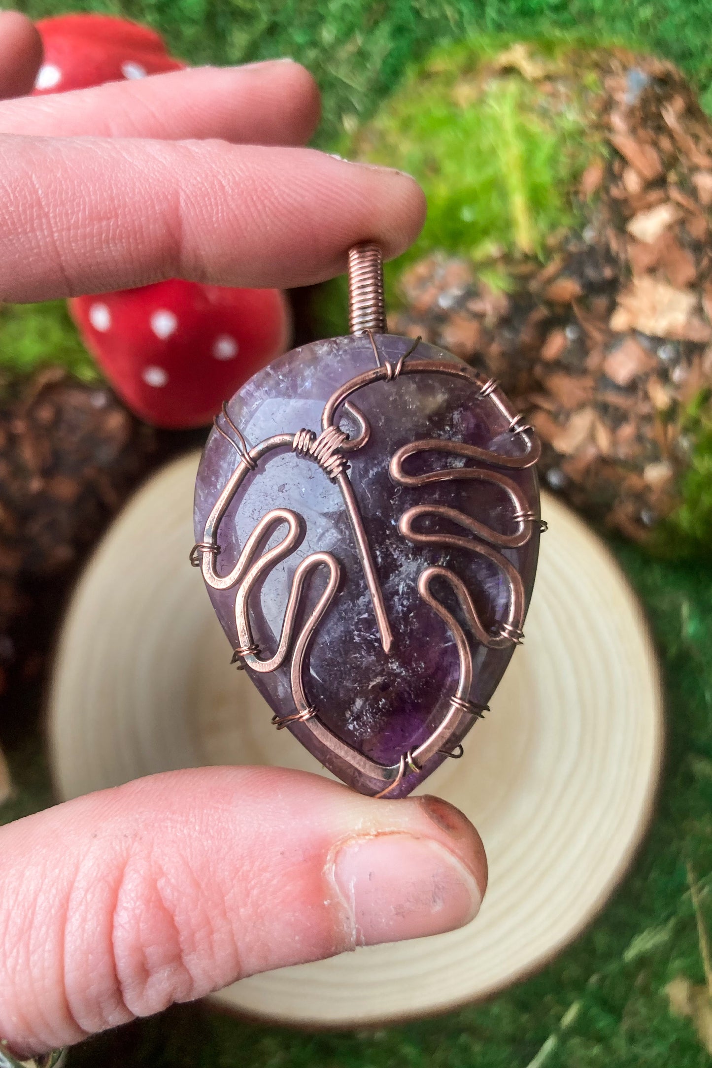 Amethyst Monstera Pendant
