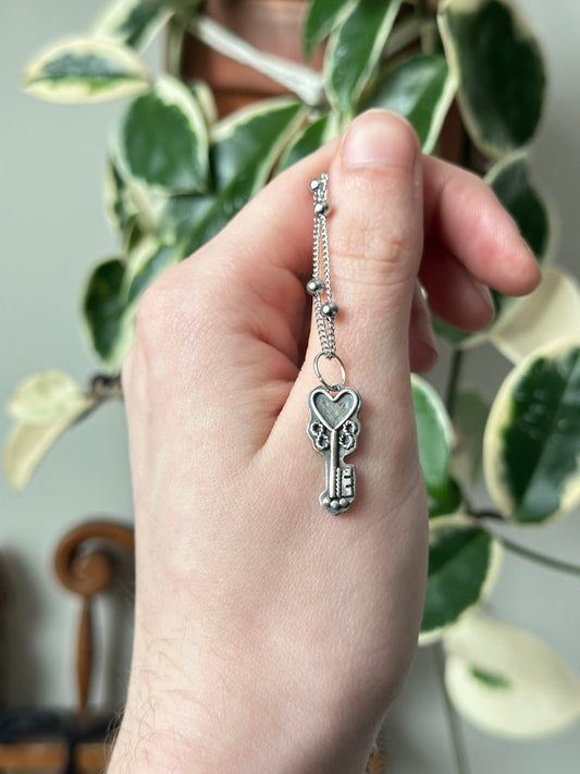 Sterling Silver Heart Key