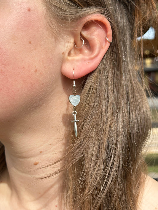 Heart and Dagger Earrings