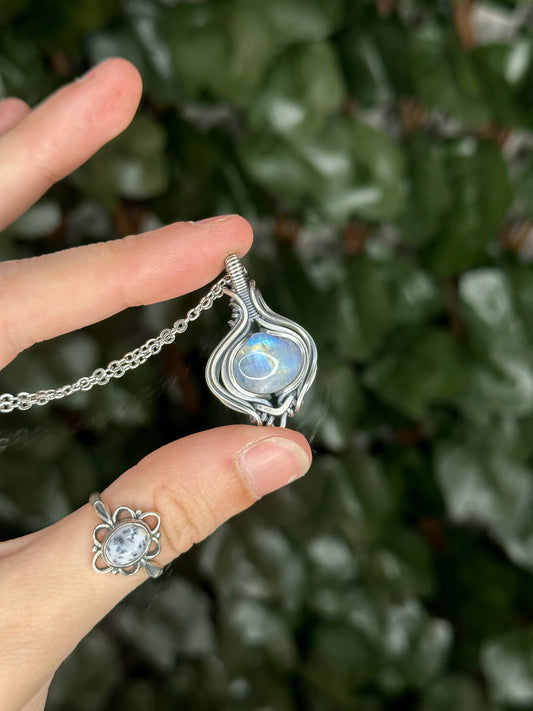 Rainbow Moonstone in Sterling Silver