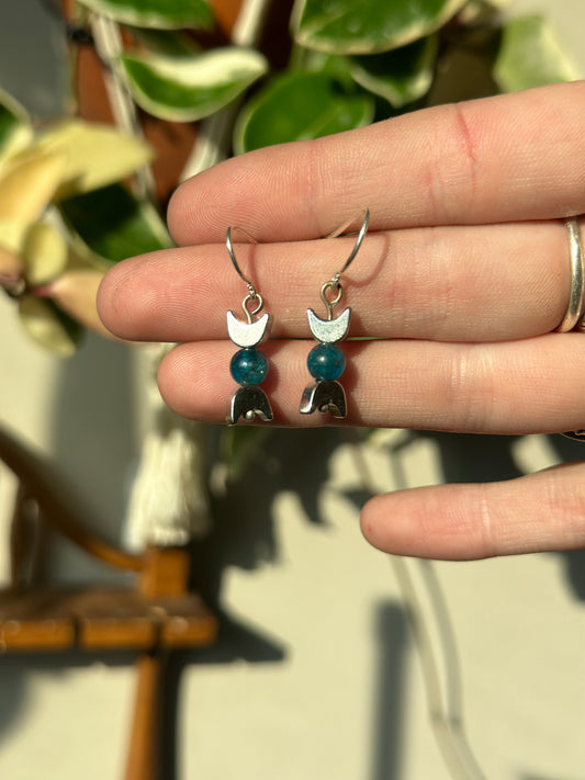 Blue Apatite Triple Goddess Earrings