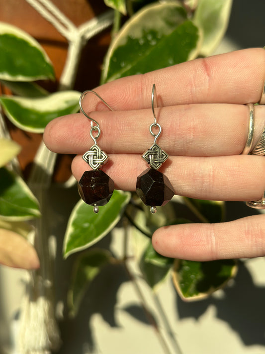 Garnet Celtic Earrings