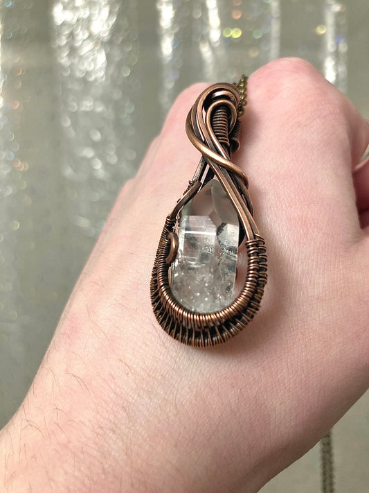 Large Raw Clear Quartz Pendant