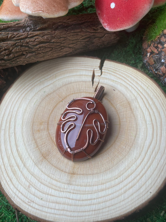 Red Jasper Monstera Pendant