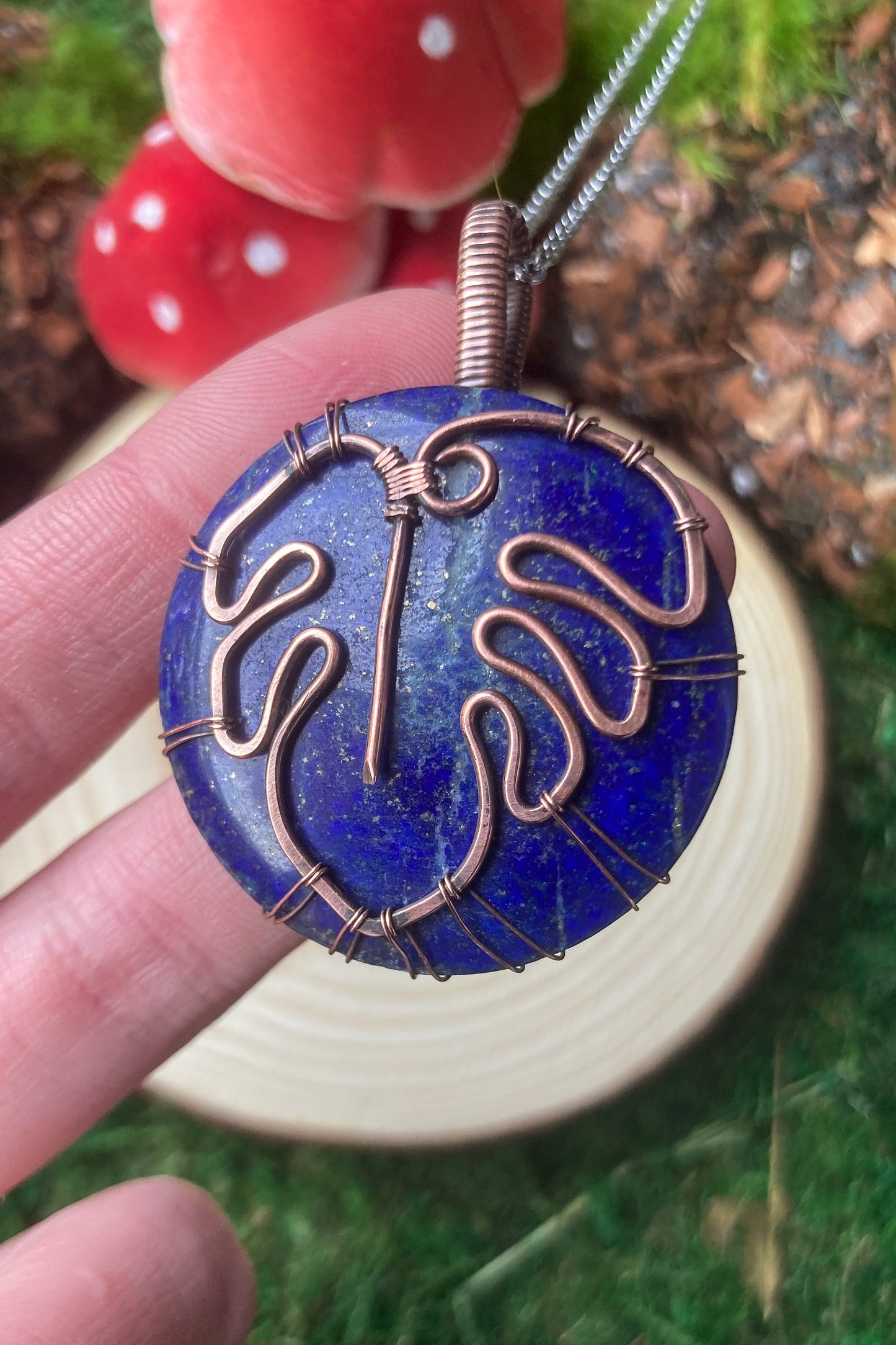 Lapis Lazuli Monstera Pendant